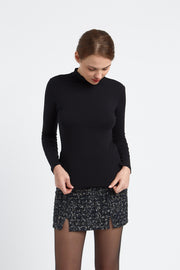 TOP COL CHEMINEE MANCHES LONGUES FEMME ROLANDE NOIR